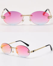 Load image into Gallery viewer, Peekaboo small oval sunglasses mirror men uv400 retro rimless round sun glasses vintage woman 2023 spring summer gift items