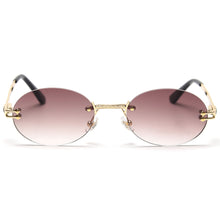 Load image into Gallery viewer, Peekaboo small oval sunglasses mirror men uv400 retro rimless round sun glasses vintage woman 2023 spring summer gift items