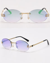 Load image into Gallery viewer, Peekaboo small oval sunglasses mirror men uv400 retro rimless round sun glasses vintage woman 2023 spring summer gift items