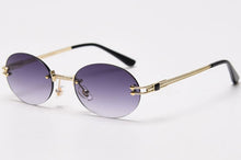 Load image into Gallery viewer, Peekaboo small oval sunglasses mirror men uv400 retro rimless round sun glasses vintage woman 2023 spring summer gift items