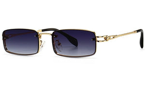 Peekaboo small rectangular sunglasses for men uv400 full metal male retro sun glasses for women 2023 blue brown