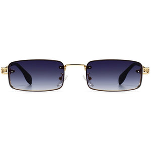 Peekaboo small rectangular sunglasses for men uv400 full metal male retro sun glasses for women 2023 blue brown