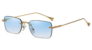 Peekaboo square frame sunglasess rimless small frame colorful ladies sun glasses for men gold metal gradient lens uv400 2023