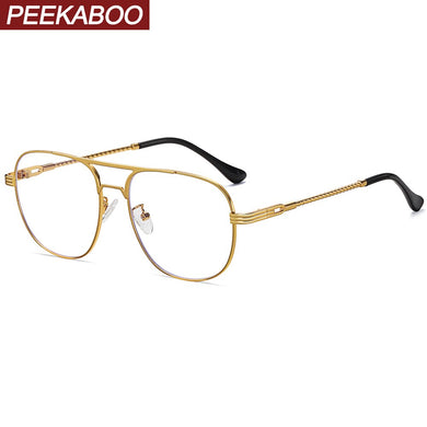 Peekaboo square glasses male gold metal frame clear lens big glasses frame for men accessories man gifts double bridge