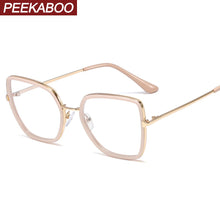 Carica l'immagine nel visualizzatore di Gallery, Peekaboo tr90  big glasses cat eye square clear lens pink woman eyeglasses prescription metal gold gift for ladies
