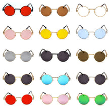 Carica l'immagine nel visualizzatore di Gallery, Peekaboo vintage retro gothic steampunk mirror sunglasses gold and black sun glasses vintage round circle men UV gafas de sol