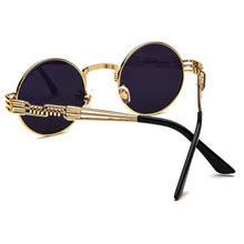 Carica l'immagine nel visualizzatore di Gallery, Peekaboo vintage retro gothic steampunk mirror sunglasses gold and black sun glasses vintage round circle men UV gafas de sol