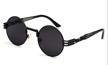 Carica l'immagine nel visualizzatore di Gallery, Peekaboo vintage retro gothic steampunk mirror sunglasses gold and black sun glasses vintage round circle men UV gafas de sol