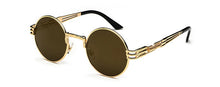 Carica l'immagine nel visualizzatore di Gallery, Peekaboo vintage retro gothic steampunk mirror sunglasses gold and black sun glasses vintage round circle men UV gafas de sol
