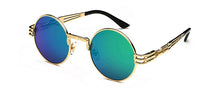 Carica l'immagine nel visualizzatore di Gallery, Peekaboo vintage retro gothic steampunk mirror sunglasses gold and black sun glasses vintage round circle men UV gafas de sol