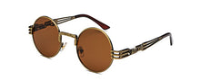 Carica l'immagine nel visualizzatore di Gallery, Peekaboo vintage retro gothic steampunk mirror sunglasses gold and black sun glasses vintage round circle men UV gafas de sol
