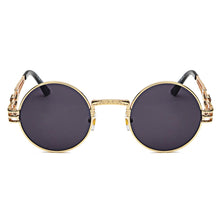 Carica l'immagine nel visualizzatore di Gallery, Peekaboo vintage retro gothic steampunk mirror sunglasses gold and black sun glasses vintage round circle men UV gafas de sol