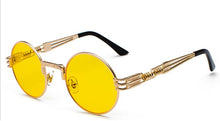 Carica l'immagine nel visualizzatore di Gallery, Peekaboo vintage retro gothic steampunk mirror sunglasses gold and black sun glasses vintage round circle men UV gafas de sol