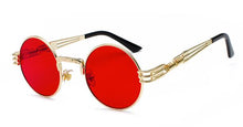 Carica l'immagine nel visualizzatore di Gallery, Peekaboo vintage retro gothic steampunk mirror sunglasses gold and black sun glasses vintage round circle men UV gafas de sol