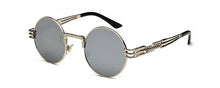 Carica l'immagine nel visualizzatore di Gallery, Peekaboo vintage retro gothic steampunk mirror sunglasses gold and black sun glasses vintage round circle men UV gafas de sol