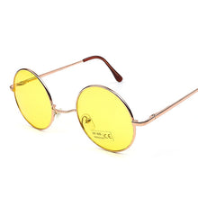 Load image into Gallery viewer, Peekaboo vintage round sunglasses women male sun glasses round men yellow blue green uv400 metal