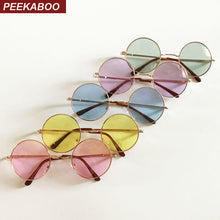 Load image into Gallery viewer, Peekaboo vintage round sunglasses women male sun glasses round men yellow blue green uv400 metal