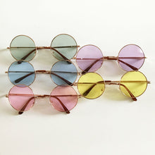 Load image into Gallery viewer, Peekaboo vintage round sunglasses women male sun glasses round men yellow blue green uv400 metal