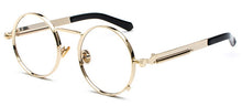 Load image into Gallery viewer, Peekaboo vintage steampunk glasses round men gold retro round circle metal frame eyeglasses frame for women unisex