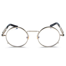 Load image into Gallery viewer, Peekaboo vintage steampunk glasses round men gold retro round circle metal frame eyeglasses frame for women unisex