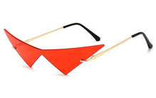 Load image into Gallery viewer, Peekaboo vintage sunglasses women rimless big metal gold male one piece female sun glasses cat eye green purple 202 summer party