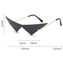 Load image into Gallery viewer, Peekaboo vintage sunglasses women rimless big metal gold male one piece female sun glasses cat eye green purple 202 summer party