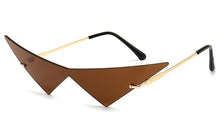 Load image into Gallery viewer, Peekaboo vintage sunglasses women rimless big metal gold male one piece female sun glasses cat eye green purple 202 summer party