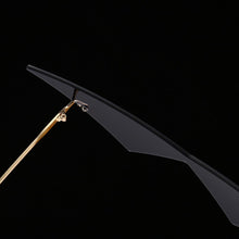 Load image into Gallery viewer, Peekaboo vintage sunglasses women rimless big metal gold male one piece female sun glasses cat eye green purple 202 summer party