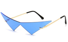 Load image into Gallery viewer, Peekaboo vintage sunglasses women rimless big metal gold male one piece female sun glasses cat eye green purple 202 summer party