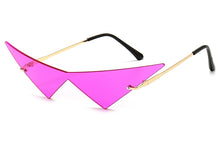 Load image into Gallery viewer, Peekaboo vintage sunglasses women rimless big metal gold male one piece female sun glasses cat eye green purple 202 summer party