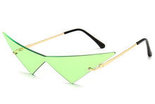Load image into Gallery viewer, Peekaboo vintage sunglasses women rimless big metal gold male one piece female sun glasses cat eye green purple 202 summer party