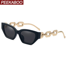Load image into Gallery viewer, Peekaboo vintage sunglasses women square chain ladies sun glasses cat eye uv400 gold black 2023 female accessories