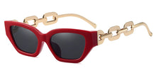 Load image into Gallery viewer, Peekaboo vintage sunglasses women square chain ladies sun glasses cat eye uv400 gold black 2023 female accessories