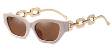 Load image into Gallery viewer, Peekaboo vintage sunglasses women square chain ladies sun glasses cat eye uv400 gold black 2023 female accessories