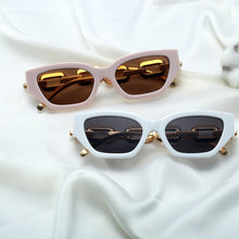 Load image into Gallery viewer, Peekaboo vintage sunglasses women square chain ladies sun glasses cat eye uv400 gold black 2023 female accessories