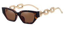 Load image into Gallery viewer, Peekaboo vintage sunglasses women square chain ladies sun glasses cat eye uv400 gold black 2023 female accessories