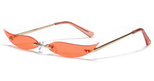 Load image into Gallery viewer, Peekaboo women gold metal sunglasses frameless narrow party accessories rimless 2023 ladies sun glasses cat eye green red sexy