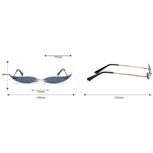 Load image into Gallery viewer, Peekaboo women gold metal sunglasses frameless narrow party accessories rimless 2023 ladies sun glasses cat eye green red sexy