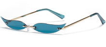 Load image into Gallery viewer, Peekaboo women gold metal sunglasses frameless narrow party accessories rimless 2023 ladies sun glasses cat eye green red sexy