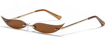 Load image into Gallery viewer, Peekaboo women gold metal sunglasses frameless narrow party accessories rimless 2023 ladies sun glasses cat eye green red sexy