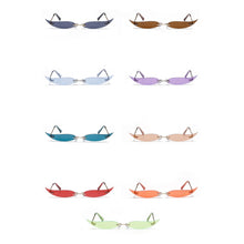 Load image into Gallery viewer, Peekaboo women gold metal sunglasses frameless narrow party accessories rimless 2023 ladies sun glasses cat eye green red sexy
