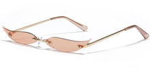 Load image into Gallery viewer, Peekaboo women gold metal sunglasses frameless narrow party accessories rimless 2023 ladies sun glasses cat eye green red sexy