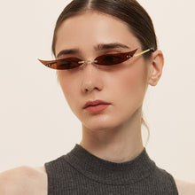 Load image into Gallery viewer, Peekaboo women gold metal sunglasses frameless narrow party accessories rimless 2023 ladies sun glasses cat eye green red sexy