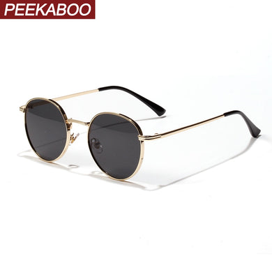 Peekaboo women retro sunglasses metal men summer red yellow gold black round sun glasses male birthday gifts uv400 circle frame