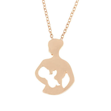 Pendant Gift For Mom Golden Silver Pendant Necklace Mom Family Jewelry Fashion Women Hollowed Breastfeeding Necklace
