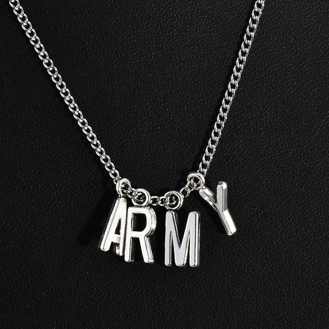 Pendant Women Link Necklace Korean Outdoor ARMY Unisex ARMY Popular Team etc Letter Street Casual Jewelry Party Chain Gift