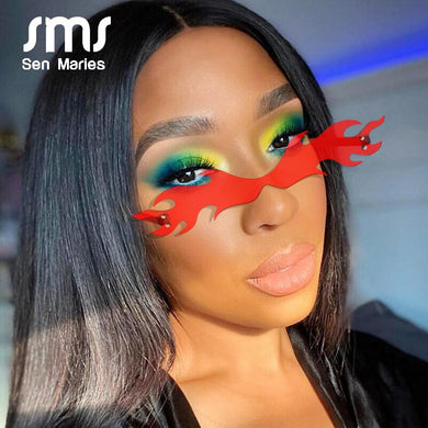 Personality Fire Flame Sunglasses Men Women  Brand Small Frame Colorful Rimless Sun Glasses Eyewear Female Shades UV400
