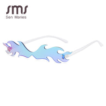 Carica l'immagine nel visualizzatore di Gallery, Personality Fire Flame Sunglasses Men Women  Brand Small Frame Colorful Rimless Sun Glasses Eyewear Female Shades UV400