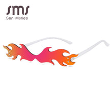 Carica l'immagine nel visualizzatore di Gallery, Personality Fire Flame Sunglasses Men Women  Brand Small Frame Colorful Rimless Sun Glasses Eyewear Female Shades UV400