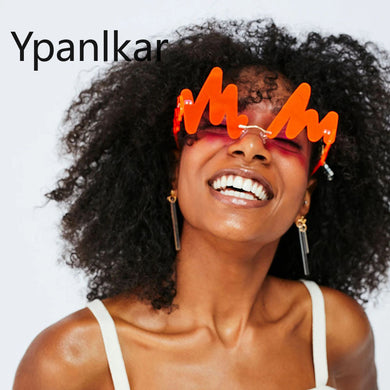Personality Funny N Shaped Wave No Frame Sunglasses Women 2023  Brand Party Prom Sun Glasses Ladies Irregular Ocean Shades